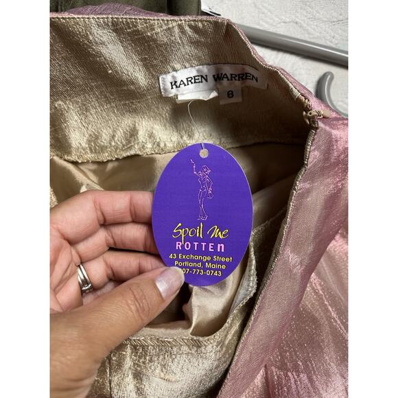 Karen Warren Rose Gold Metalic Skirt 8 Princess Preppy Romantic - Picture 4 of 7